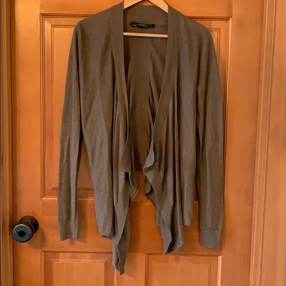 All Saints Waterfall Open Cardigan Ruched Back